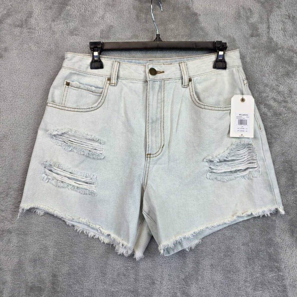Billabong Light Wash Distressed Denim Shorts